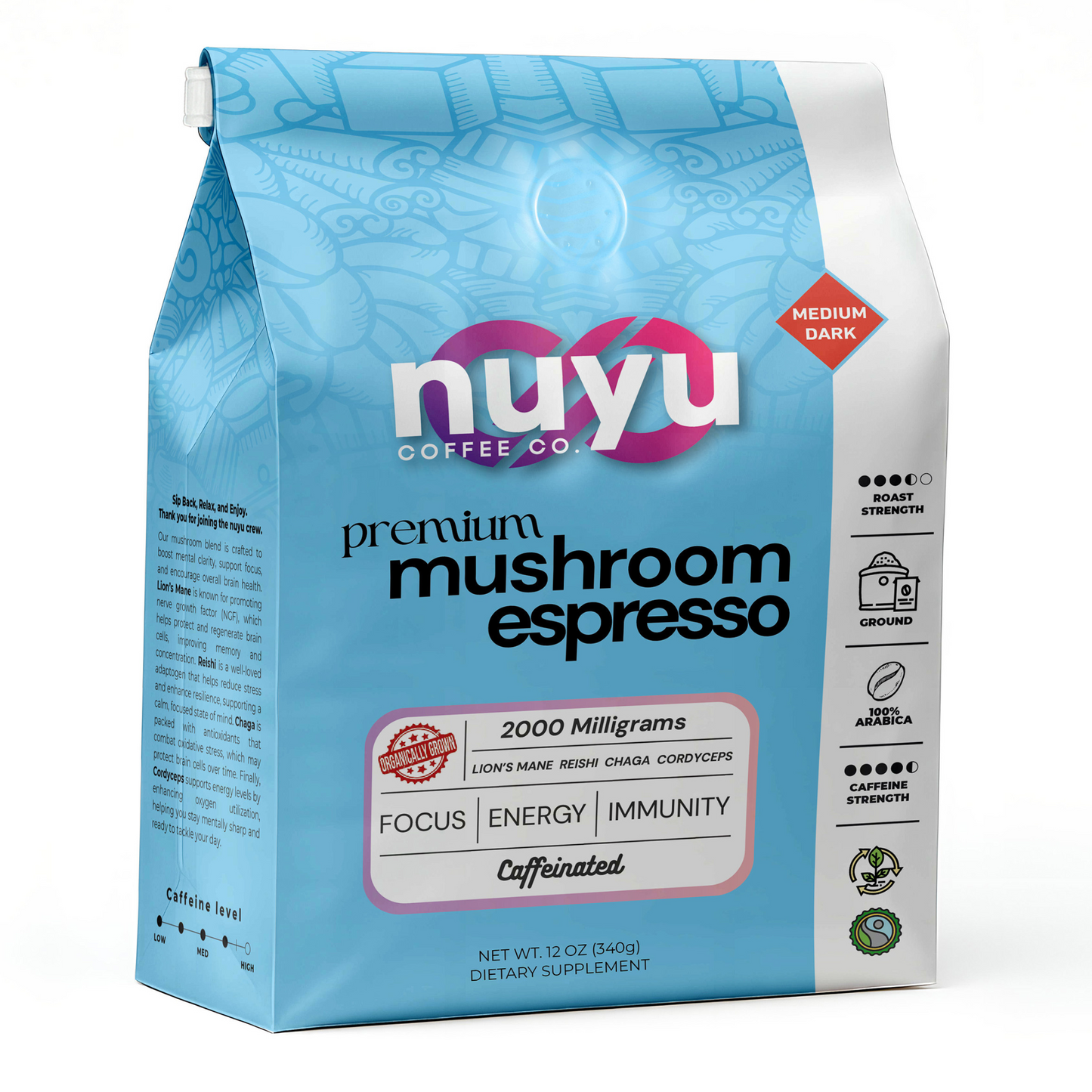 Mushroom Blend Espresso (12 oz) – Ground Coffee