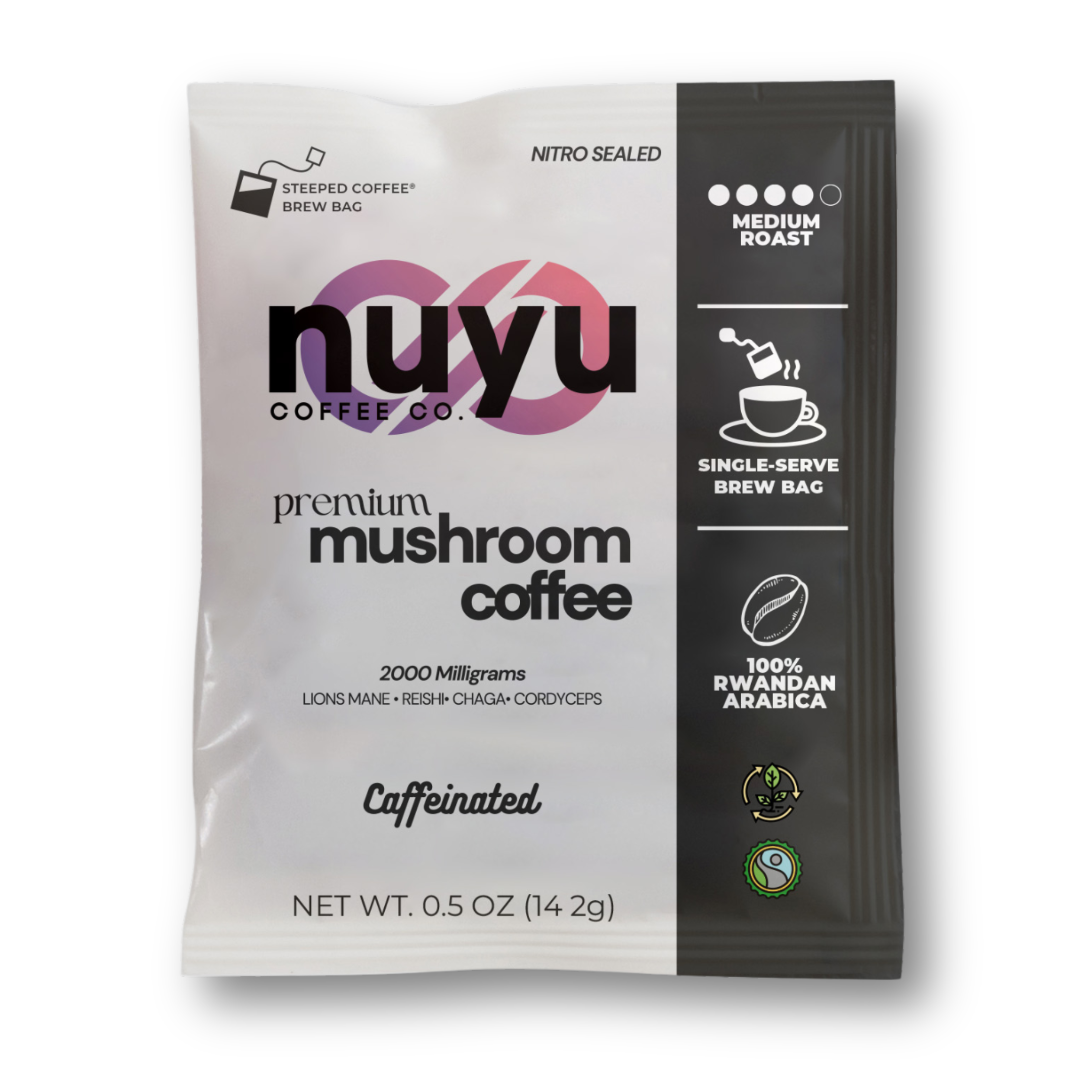 Nuyu Premium Mushroom Coffee With 7 Brew Bags