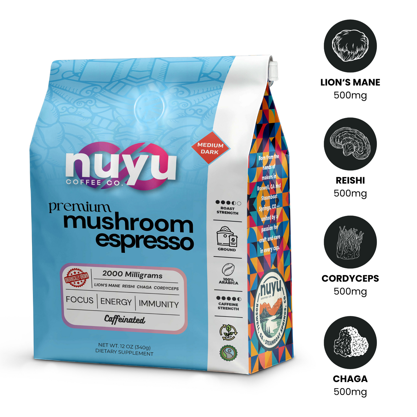 Mushroom Blend Espresso (12 oz) – Ground Coffee