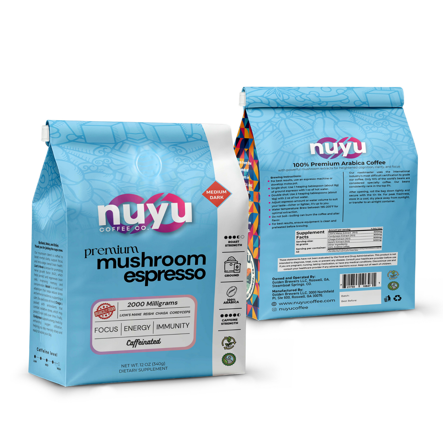 Mushroom Blend Espresso (12 oz) – Ground Coffee