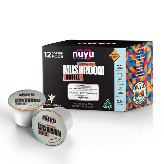 Nuyu Mushroom Coffee Pods, French Vanilla Flavor - 12 pack