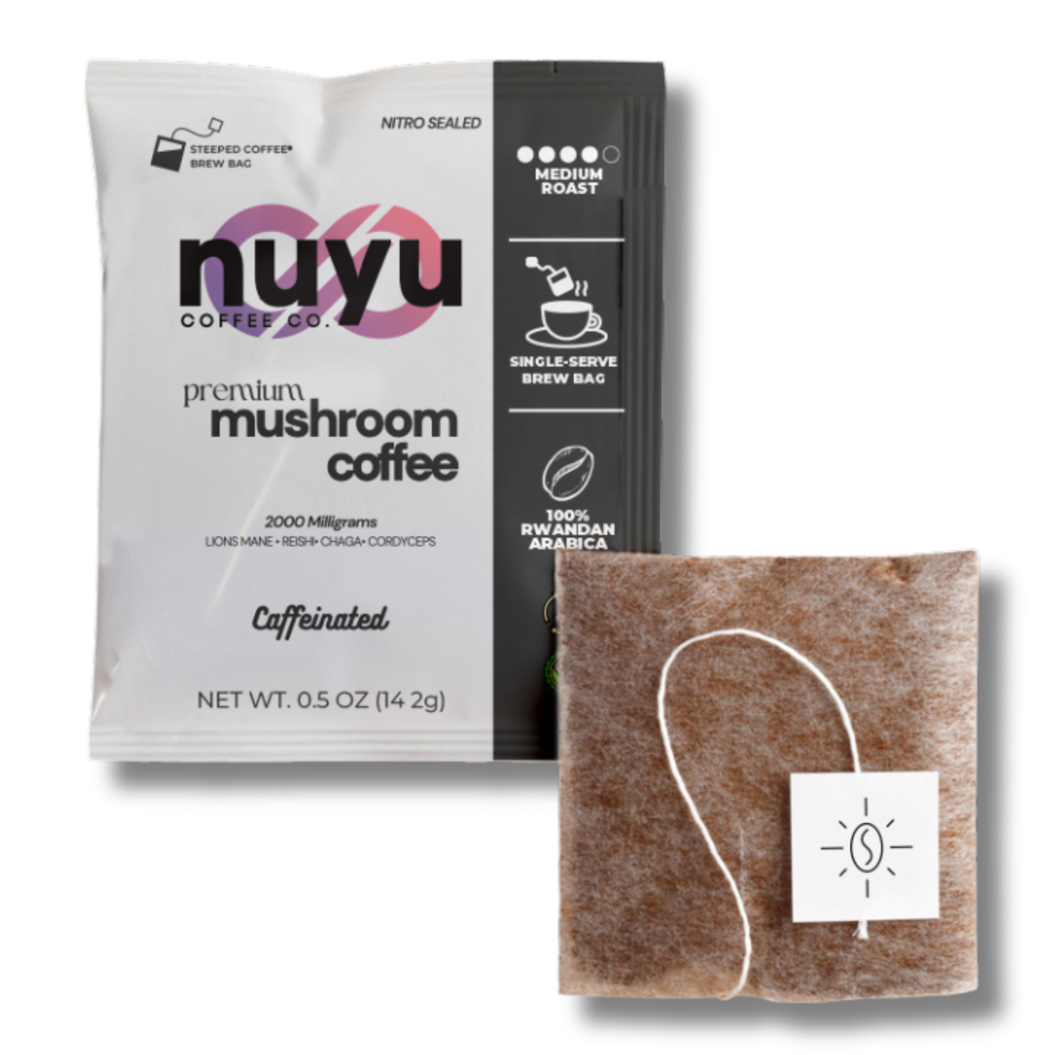 Nuyu Premium Mushroom Coffee With 7 Brew Bags