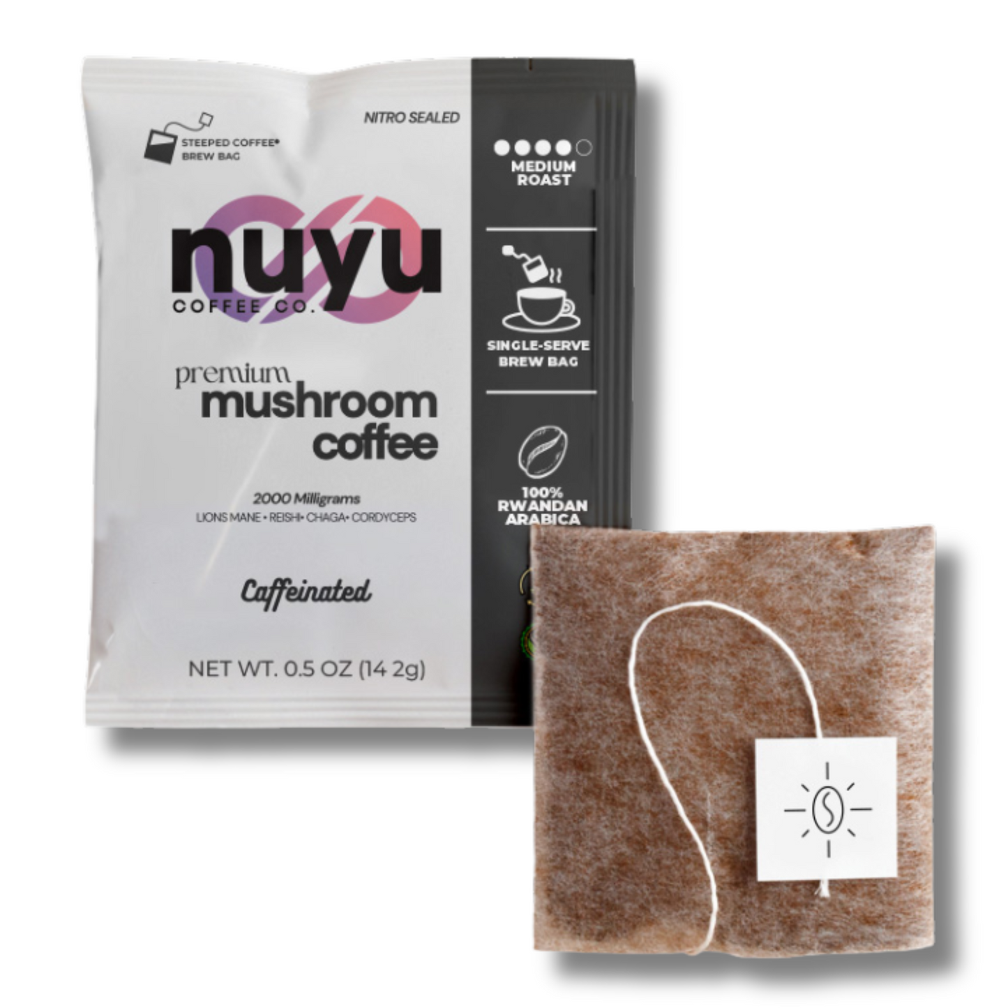 Nuyu Premium Mushroom Coffee With Brew Bags - 2 Pack / 14 Bags
