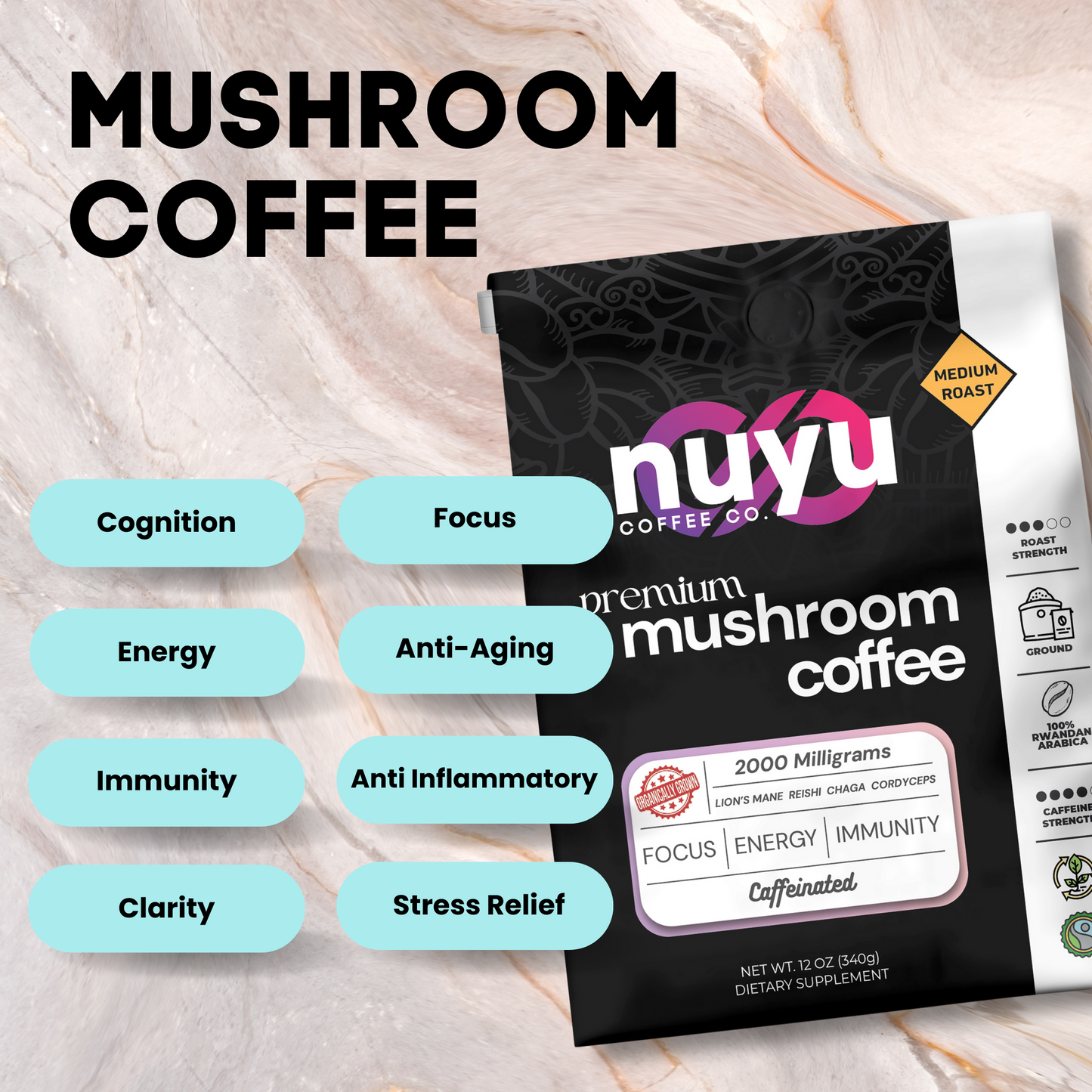 Mushroom Blend Coffee (12 oz) – Ground Coffee